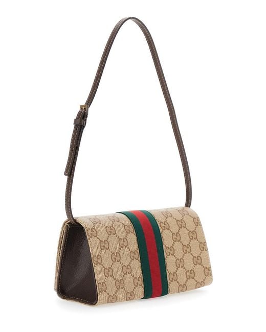 Gucci Metallic Crossbody Bag With Gg All-Over Motif And Web Detail
