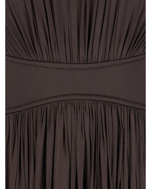 Zimmermann Brown 'Illuminate' Long Dress With Gathered Neckline And Waist And Front Single Split