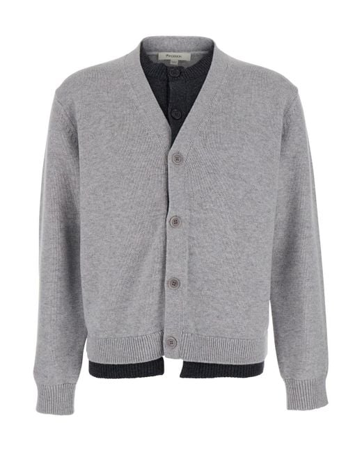 J.W. Anderson Gray Jw Anderson Cardigan With V-Neck And Layered Design for men