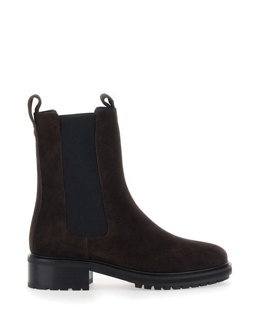 Aeyde Black Boots Jack Cow Suede Leather With Suede And For