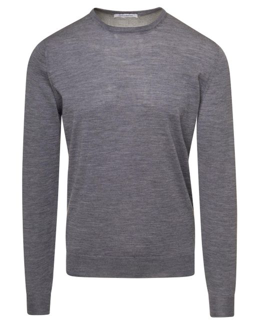 GAUDENZI Gray Crew Neck Cashmere Sweater With Long Sleeves for men