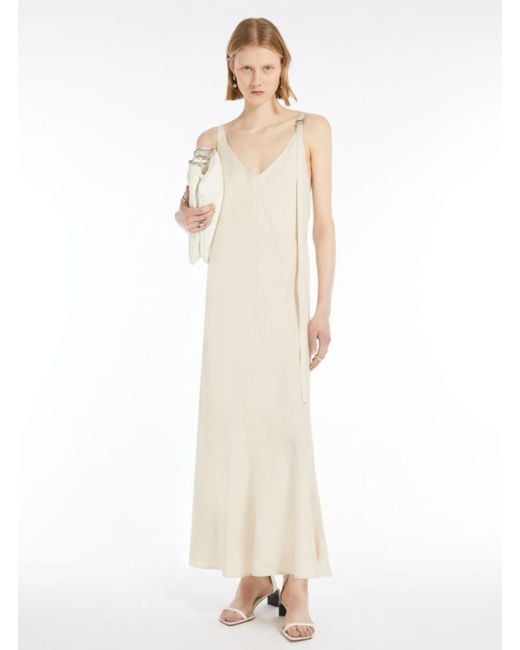 Sportmax White 'Unione' Long Dress With V-Neck And Adjustable Straps
