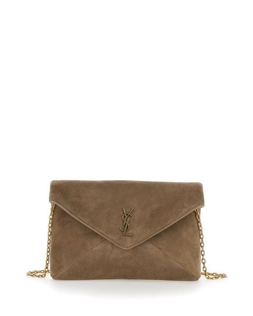 Saint Laurent Brown Ysl Pw Mbag Suede Satin Calf