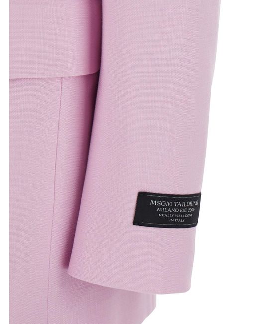 Giacca Con Revers Classici E Patch Logo Sulla Manica di MSGM in Pink