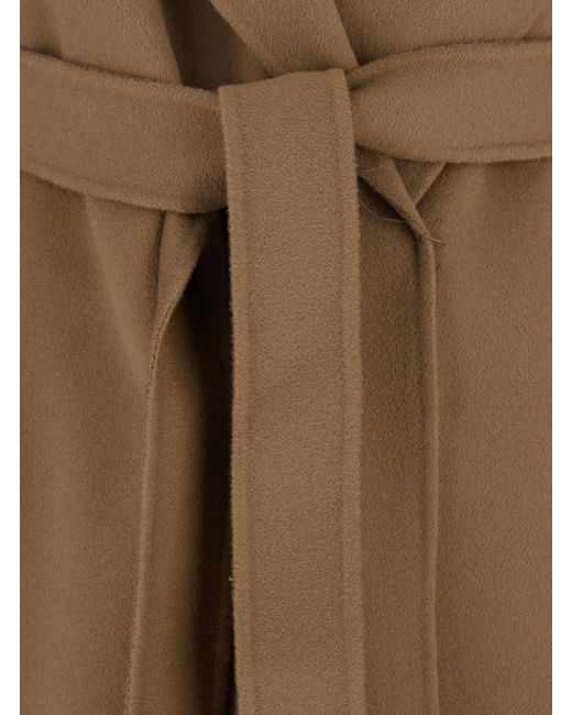 Cappotto 'Messi' Con Revers Sciallato E Cintura Sul Fronte di Max Mara in Brown