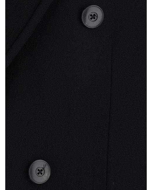 Emporio Armani Black Double-Breasted Cashmere Wool With Notched Revers And L for men