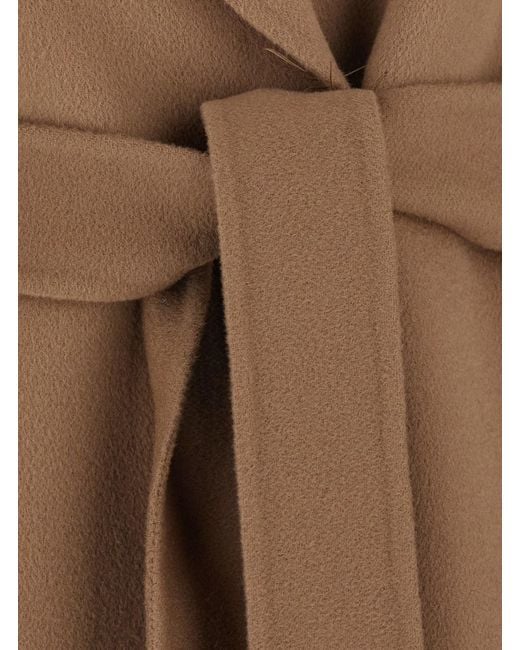 Max Mara Brown Coat Poldo With Notched Revers And Long Sleeves