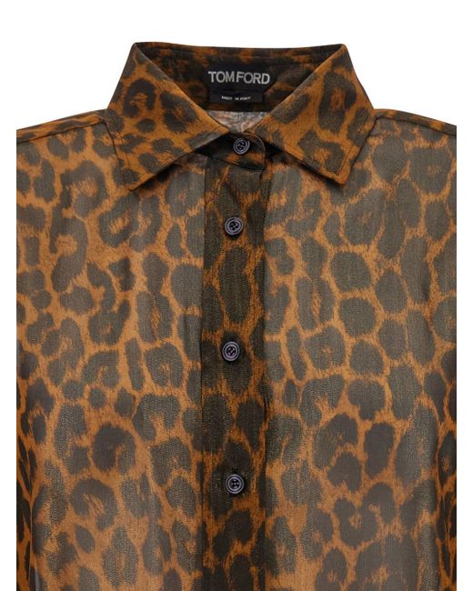 Camicia Con Stampa Leopardo di Tom Ford in Brown