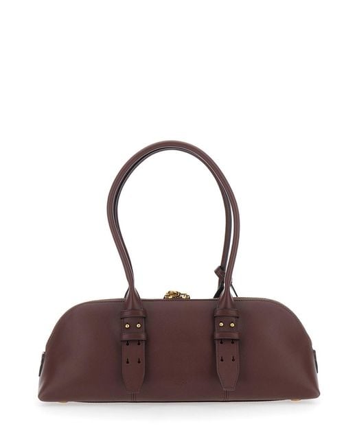 Pinko Purple 'Bowling Horizontal Large' Shoulder Bag With Adjustable An