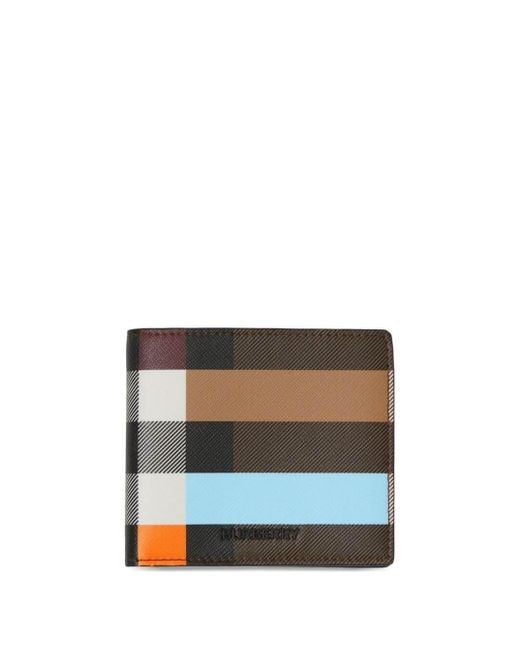 Burberry Multicolor Bi-fold Wallet With Colour-block Check Design In Cotton  Blend in White for Men