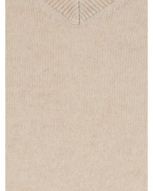 Max Mara Natural Fata Sweater With V-Neck And Long Sleeves