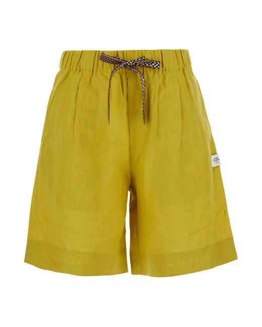 VLISCO DIALOGUES Yellow 'Tam Tam' Shorts With Applied Logo Patch
