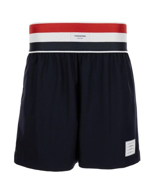Thom Browne Blue Rwb Striped Shorts for men