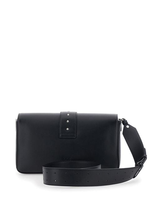 Pinko Black Shoulder Bag Love Birds Leather
