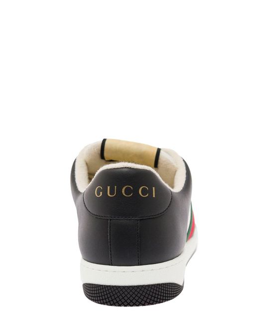 Gucci Black Screener Leather Sneaker for men