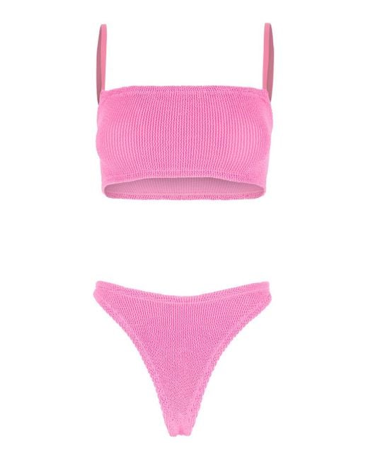 Hunza G Pink 'Gigi' Bikini With Square Neckline And Thin Straps