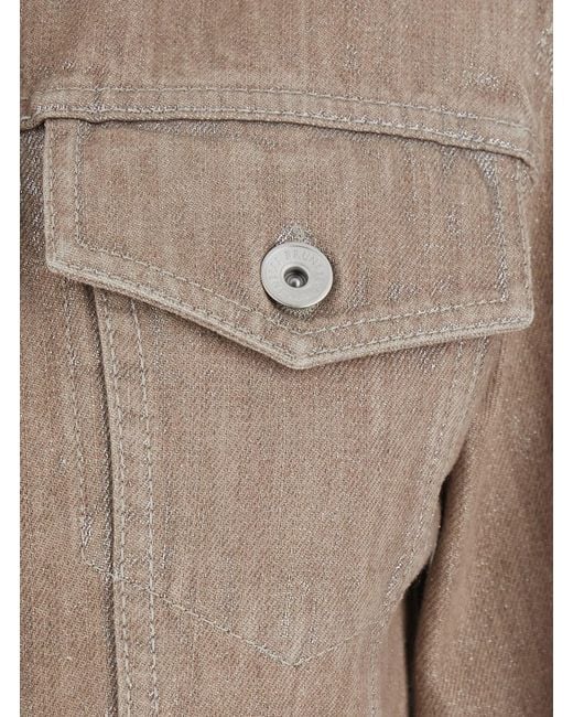 Brunello Cucinelli Brown Jacket With Classic Collar And Two Flap Pocke