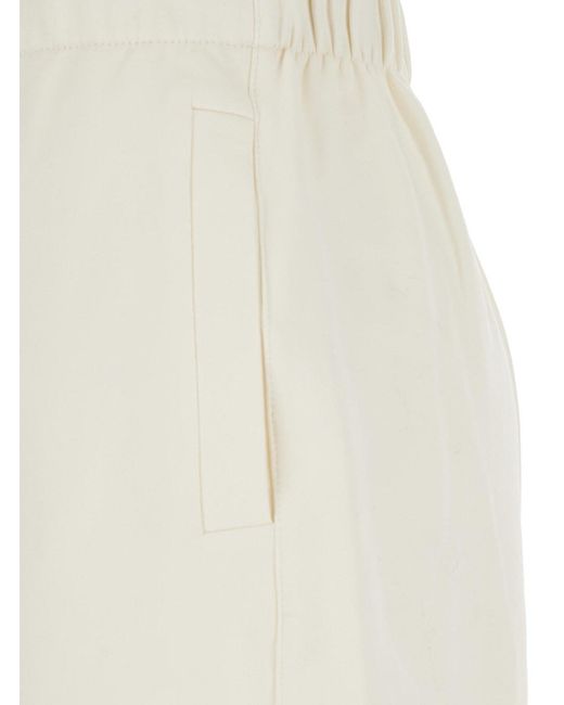Max Mara Pure White Pants With Elastic Waist