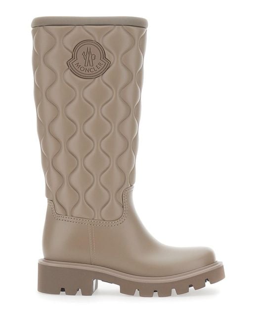 Moncler Brown Quilted Rain Boots