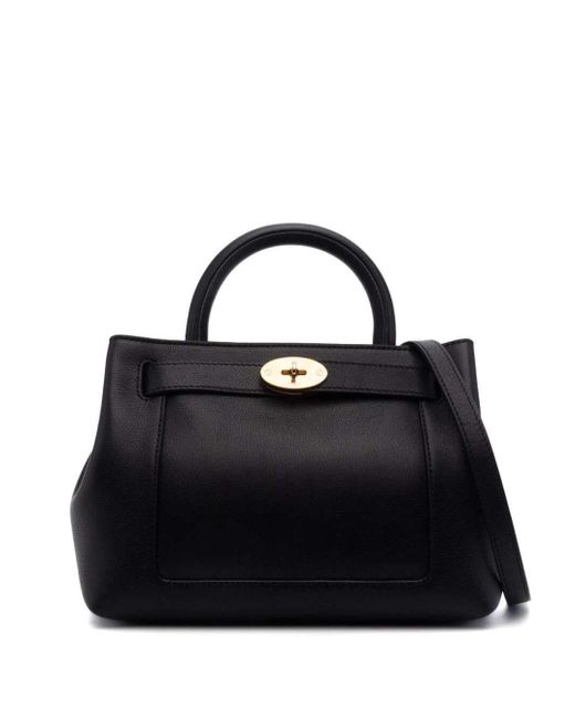 Mulberry Black Hand Bag With Single Handle And Gold-tone Details In Leather