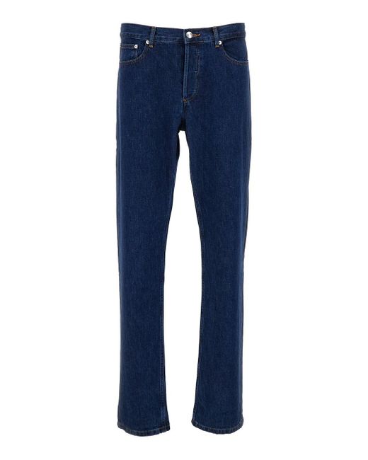 A.P.C. Blue Medium Waist Slim Fit Jeans In Cotton Man for men