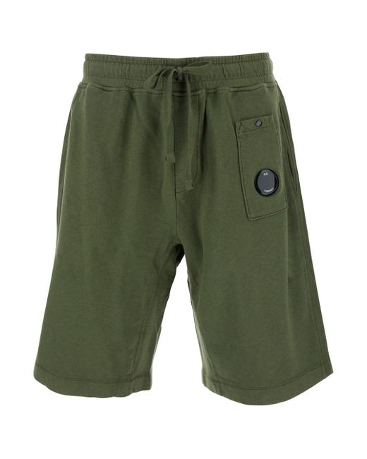 C P Company Green Cotton Shorts for men