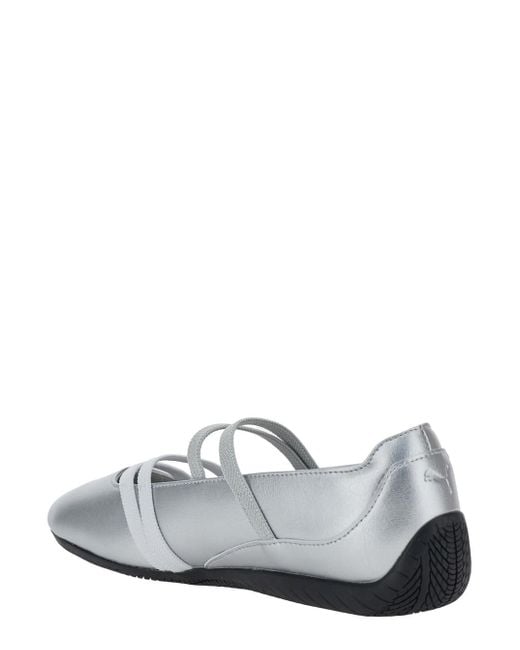 PUMA White 'Speedcat' Ballet Shoes With Elastic Band And Logo On Th