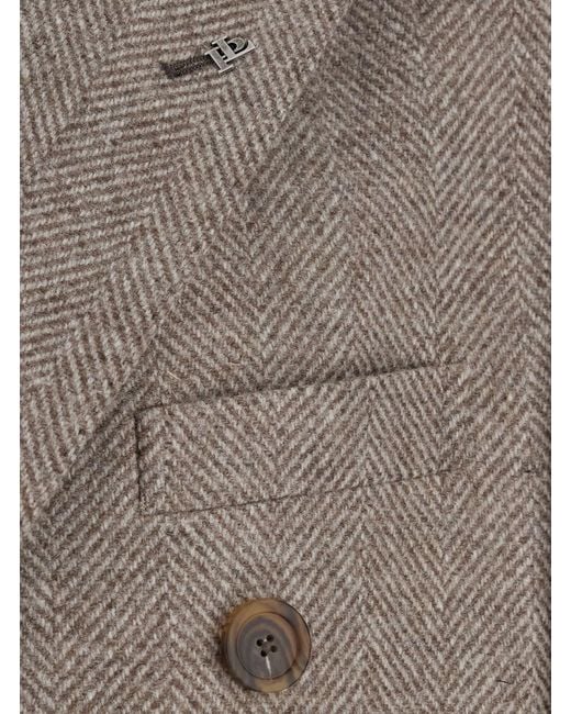 Tagliatore Gray 'London' Double-Breasted Coat With Peak Revers for men