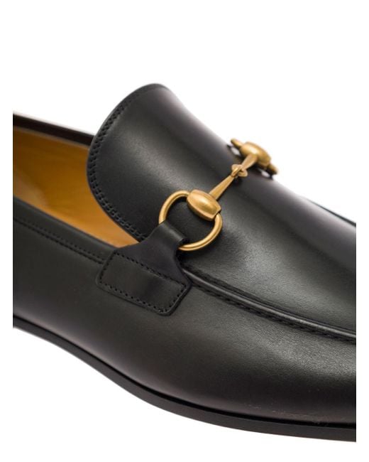 Gucci Black 'Jordaan' Loafers With Horsebit Detail for men
