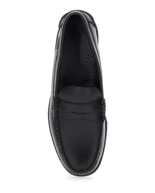 Sebago Black 'Dolphin' Loafers With Side Logo Label And Slip On Design for men