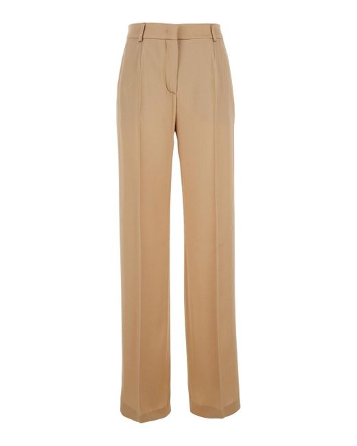 Alberta Ferretti Natural Pants With High Waist And Belt Loops