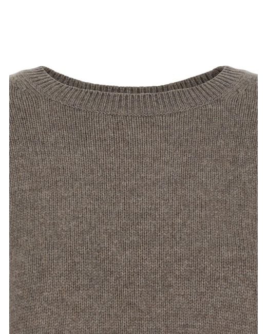 Lisa Yang Gray 'Mila' Sweater With Ribbed Trim