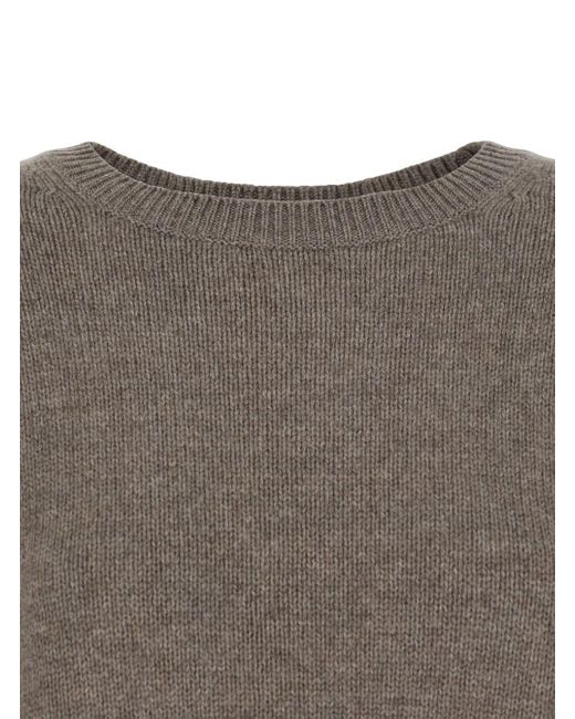 Lisa Yang Gray 'Mila' Sweater With Ribbed Trim