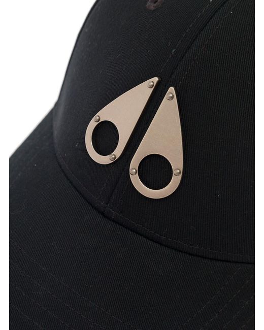 Moose Knuckles Blue Black Baseball Cap With Metal Logo Patch In Cotton for men