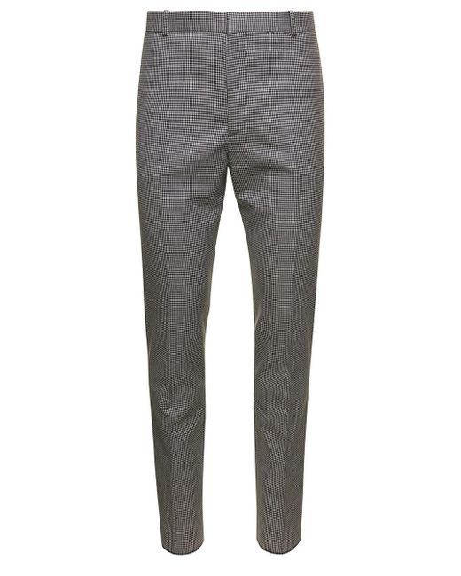Alexander McQueen Gray Cigarette Pants With Houndstooth Pattern for men