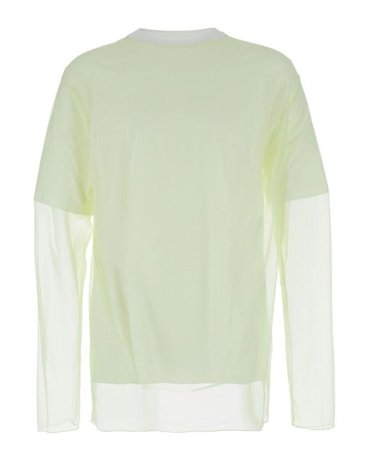 T-Shirt A Maniche Corte Con Stampa Sul Retro Bianca di Jil Sander in Green da Uomo