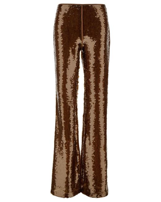 Pantaloni Con Paillettes All-Over di Alberta Ferretti in Brown