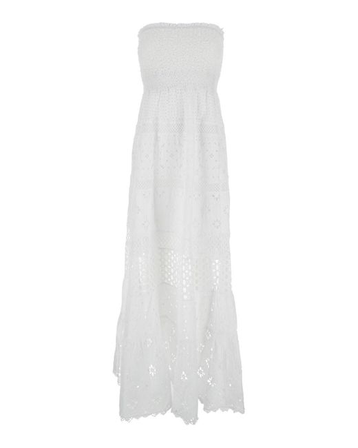 Temptation Positano White Long Embroidered Dress
