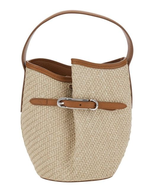 Liffner Natural 'Belted Bucket Bag Raffia Mini' Shoulder Bag With Raffia