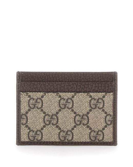 Gucci Gray Card Holder 'Ophidia' With Web Detail
