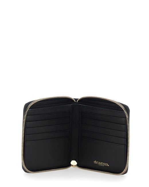 Dragon Diffusion Black Woven Leather Wallet With Square Zip