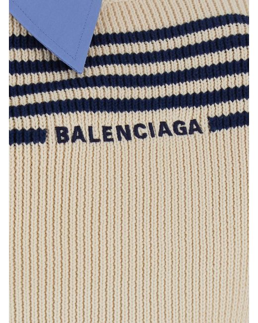 Balenciaga Blue Crop Sweater With Double-Layer Design And Logo Letter