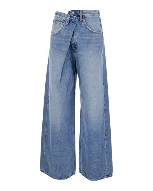 Agolde Blue Jeans With Front-Fold Design And Logo Patch On The Rear