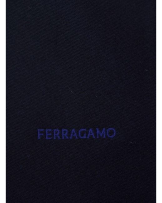 Ferragamo Blue Tie With Logo Embroidery for men