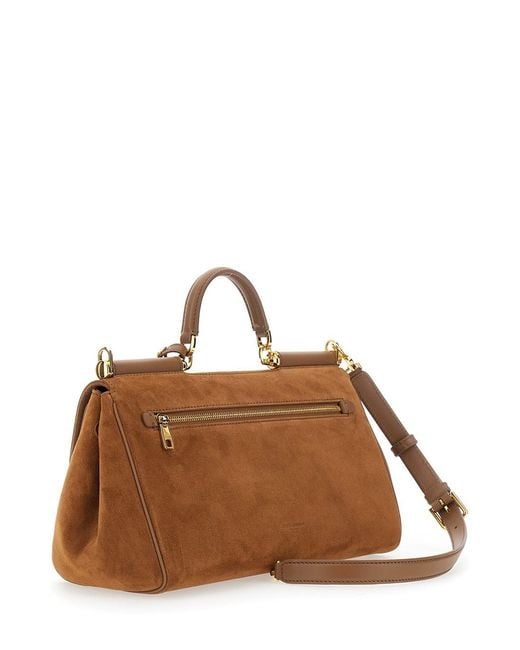 Dolce & Gabbana Brown 'My Sicily' Medium Handbag With Lock Detail And