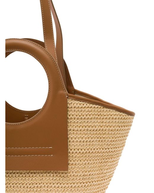Hereu Brown 'Cala S Raffia' And Handbag With Leather Handles In