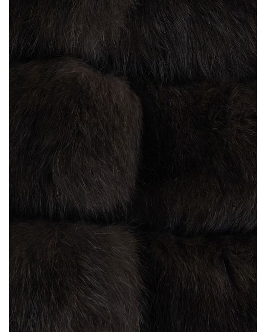 Suprema Black Leather Long Fur Gilet For