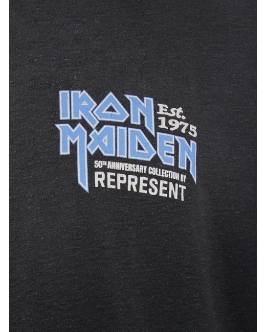 T-Shirt Girocollo Con Logo Su Fronte E Retro di Represent in Black da Uomo