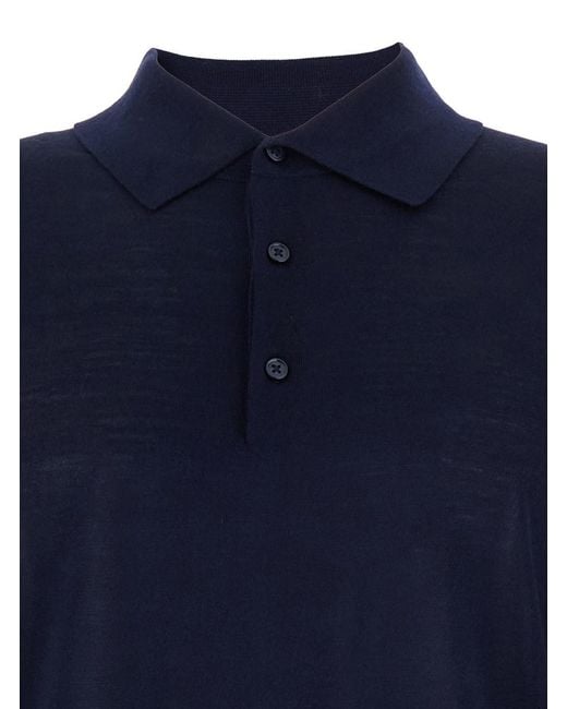 sunflower Blue Polo Shirt With Classic Collar And Ribbed Trims for men