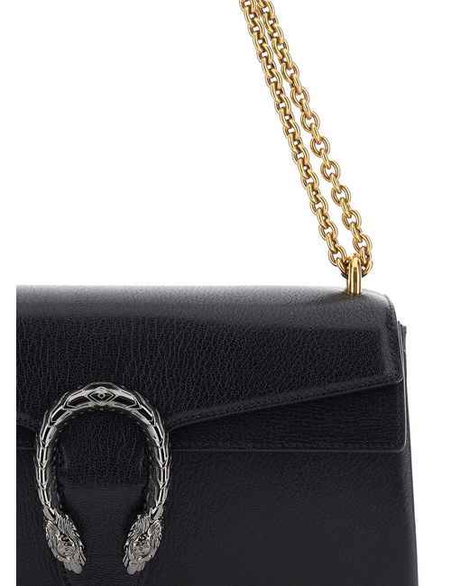 Gucci Black 'Dionysius' Shoulder Bag With Metal Plate On The Front In